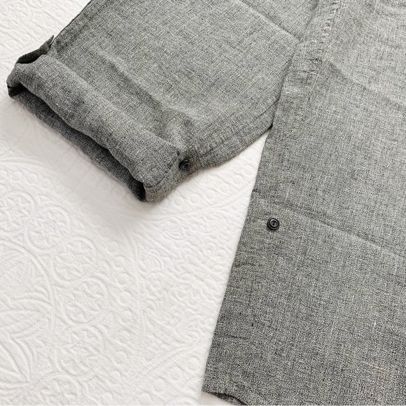 FLAX by Jeanne‎ Engelhart Cropped High-Rise Linen Wide Leg Pants, Grey - Picture 2 of 5